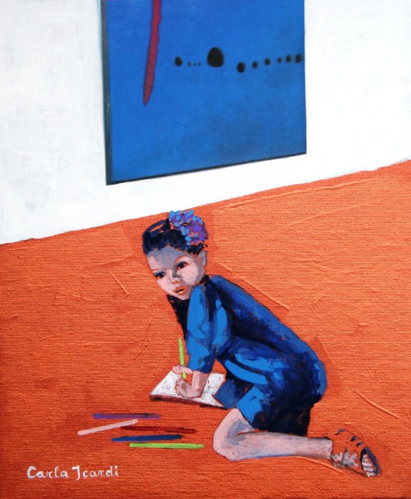 Bambina che disegna Mirò - Acrilico 30x25 (2012)