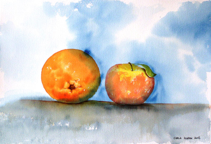 Frutta in sovradimensione - Acquerello 40x60 (2003)
