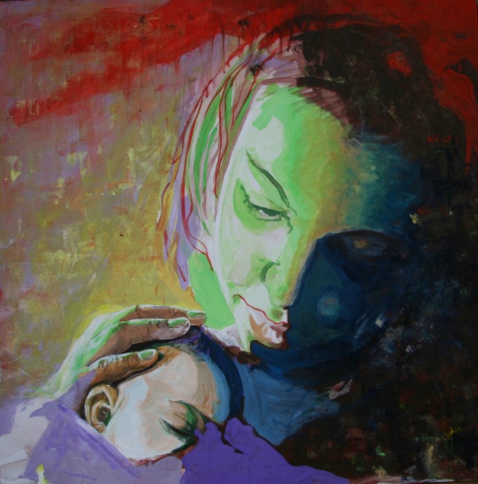 Le mani della madre - acrilico su tela 80x80 (2017)
